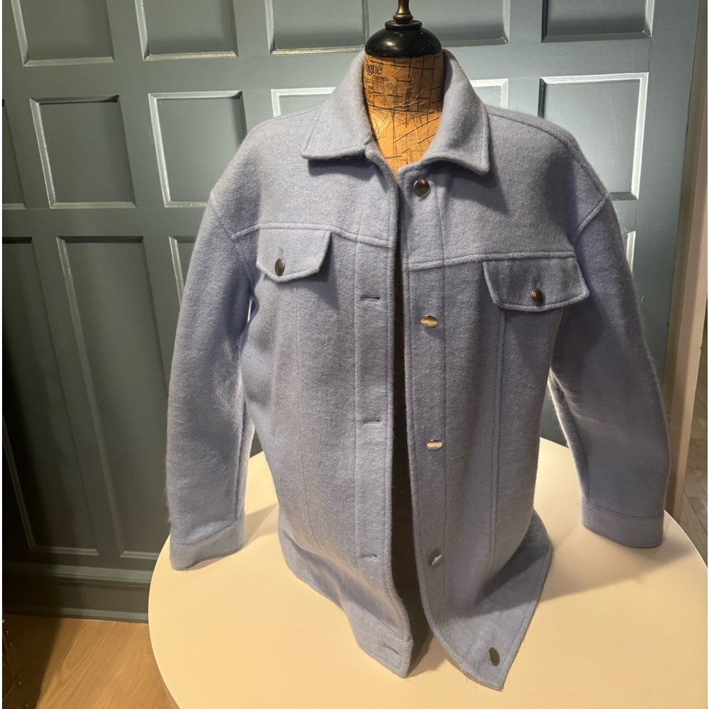 Zara Oversized Jacket. Blue Wool, Size M